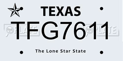 TFG7611 Texas License Plate