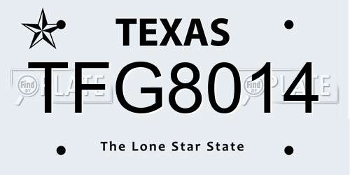 TFG8014 Texas License Plate