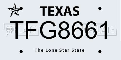 TFG8661 Texas License Plate