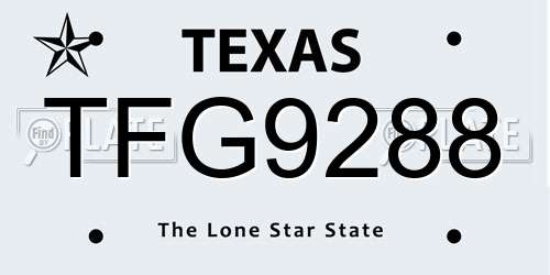 TFG9288 Texas License Plate