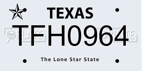 TFH0964 Texas License Plate