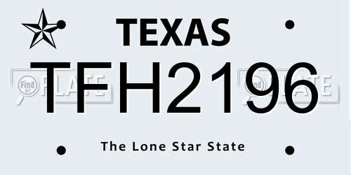 TFH2196 Texas License Plate