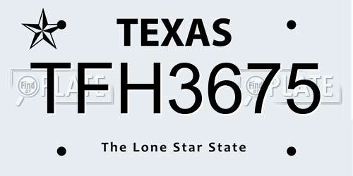 TFH3675 Texas License Plate