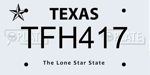 TFH417 Texas License Plate