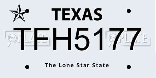 TFH5177 Texas License Plate