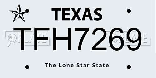 TFH7269 Texas License Plate