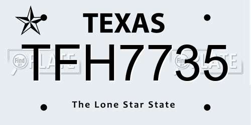 TFH7735 Texas License Plate