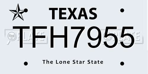 TFH7955 Texas License Plate