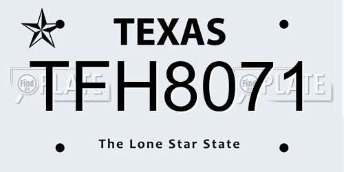 TFH8071 Texas License Plate