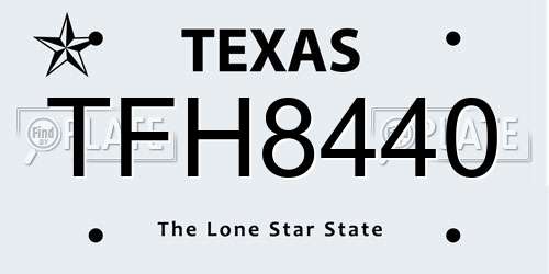 TFH8440 Texas License Plate