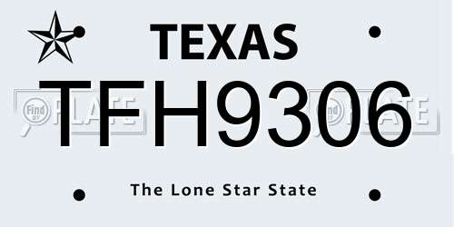 TFH9306 Texas License Plate