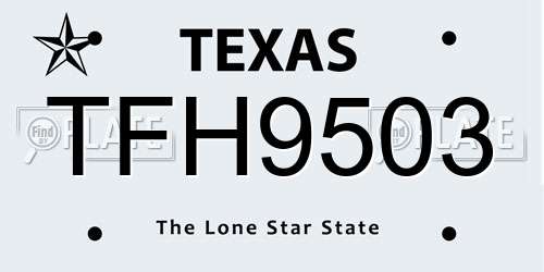 TFH9503 Texas License Plate