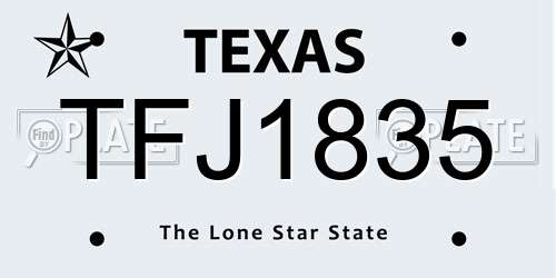 TFJ1835 Texas License Plate