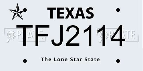 TFJ2114 Texas License Plate