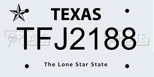 TFJ2188 Texas License Plate