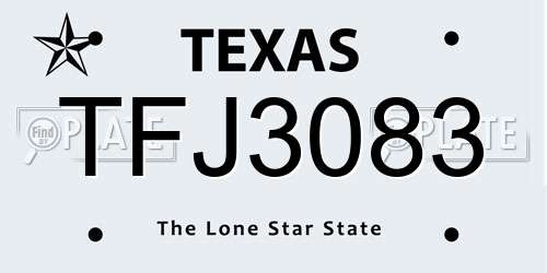 TFJ3083 Texas License Plate
