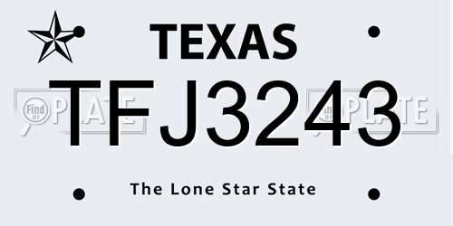 TFJ3243 Texas License Plate