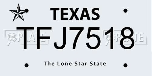TFJ7518 Texas License Plate