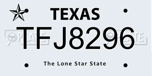 TFJ8296 Texas License Plate
