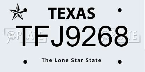 TFJ9268 Texas License Plate