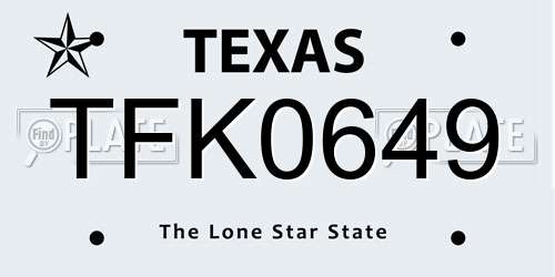 TFK0649 Texas License Plate