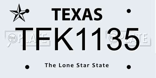 TFK1135 Texas License Plate