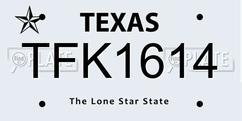 TFK1614 Texas License Plate