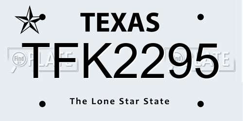 TFK2295 Texas License Plate