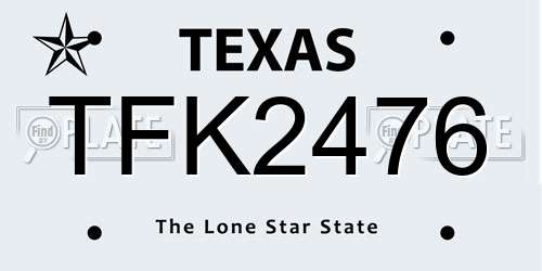 TFK2476 Texas License Plate