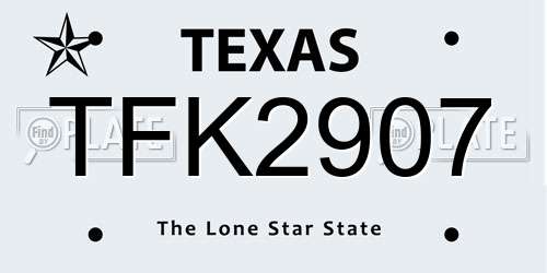 TFK2907 Texas License Plate