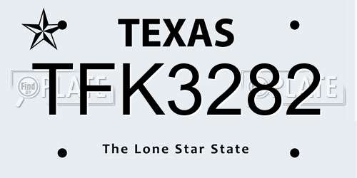 TFK3282 Texas License Plate