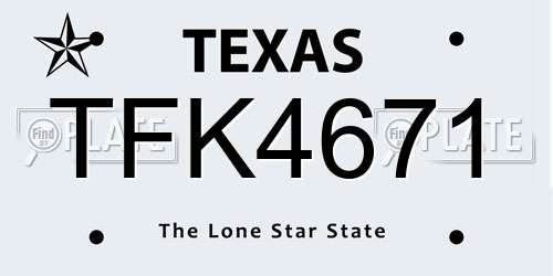 TFK4671 Texas License Plate