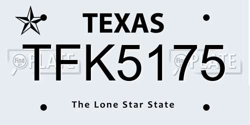 TFK5175 Texas License Plate
