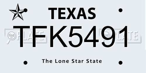 TFK5491 Texas License Plate