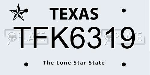 TFK6319 Texas License Plate
