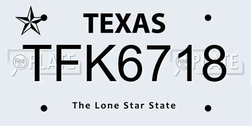 TFK6718 Texas License Plate