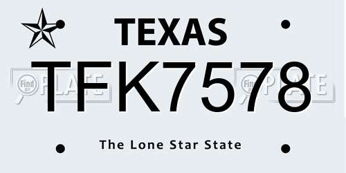 TFK7578 Texas License Plate