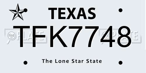TFK7748 Texas License Plate