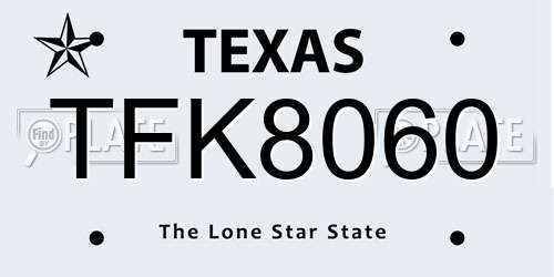 TFK8060 Texas License Plate