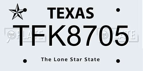 TFK8705 Texas License Plate