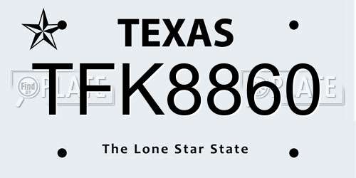 TFK8860 Texas License Plate