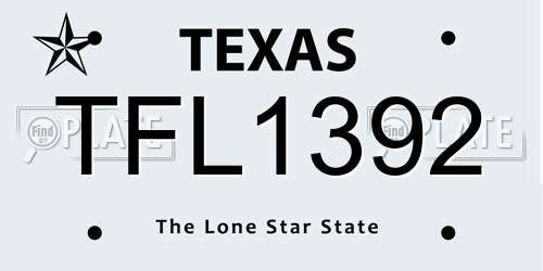 TFL1392 Texas License Plate