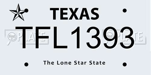 TFL1393 Texas License Plate