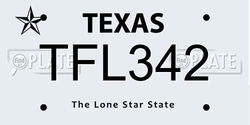 TFL342 Texas License Plate