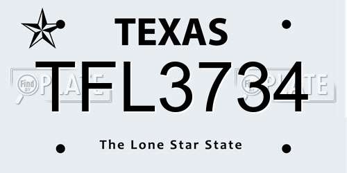 TFL3734 Texas License Plate