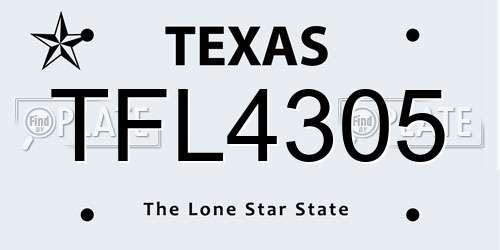 TFL4305 Texas License Plate
