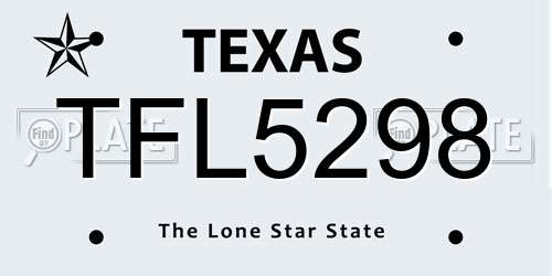TFL5298 Texas License Plate