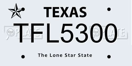 TFL5300 Texas License Plate