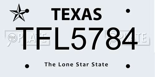 TFL5784 Texas License Plate