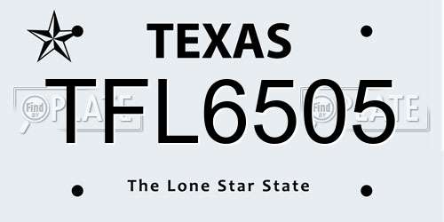 TFL6505 Texas License Plate